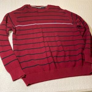 Nautica Men’s Crewneck Sweater Pullover XL Long Sleeve EUC Striped Red/Blue